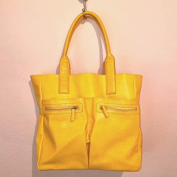 Neiman Marcus Yellow Purse Vegan Leather Spring Tote 💛 - Picture 1 of 7